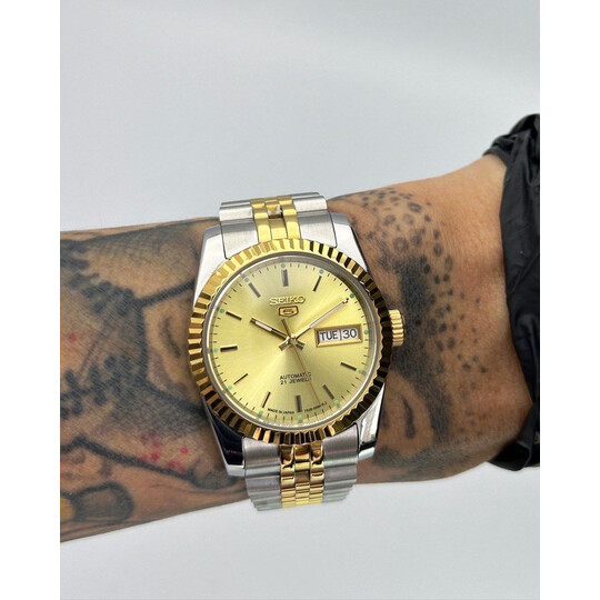 Custom Seiko Mod • 2-Tone Gold Seiko 5 Day-Datejust • 36mm
